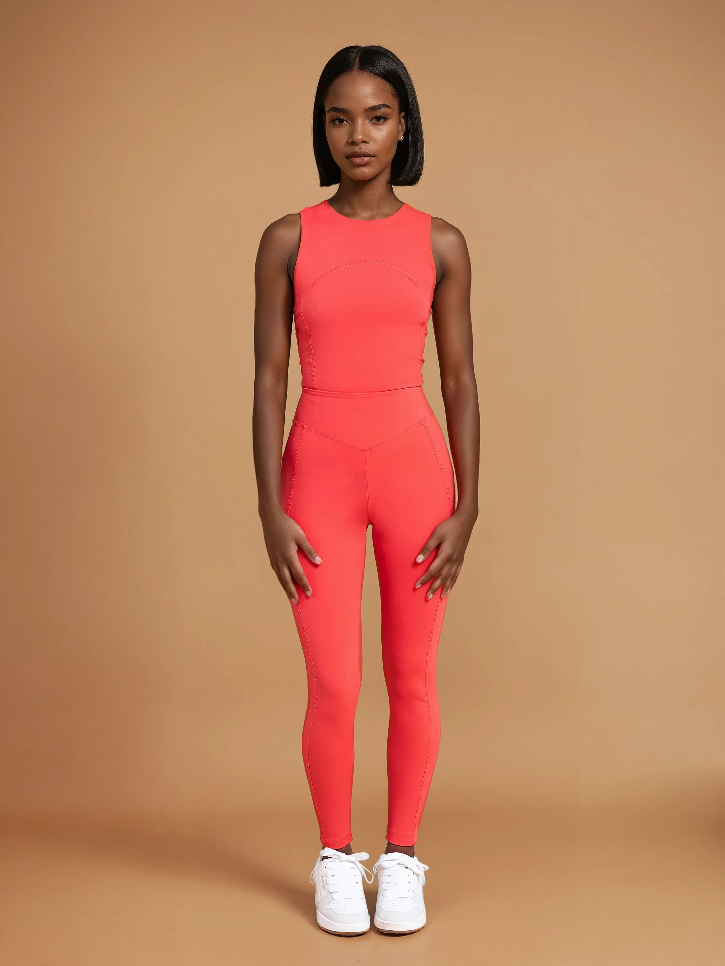 IRIS high waist leggings coral red