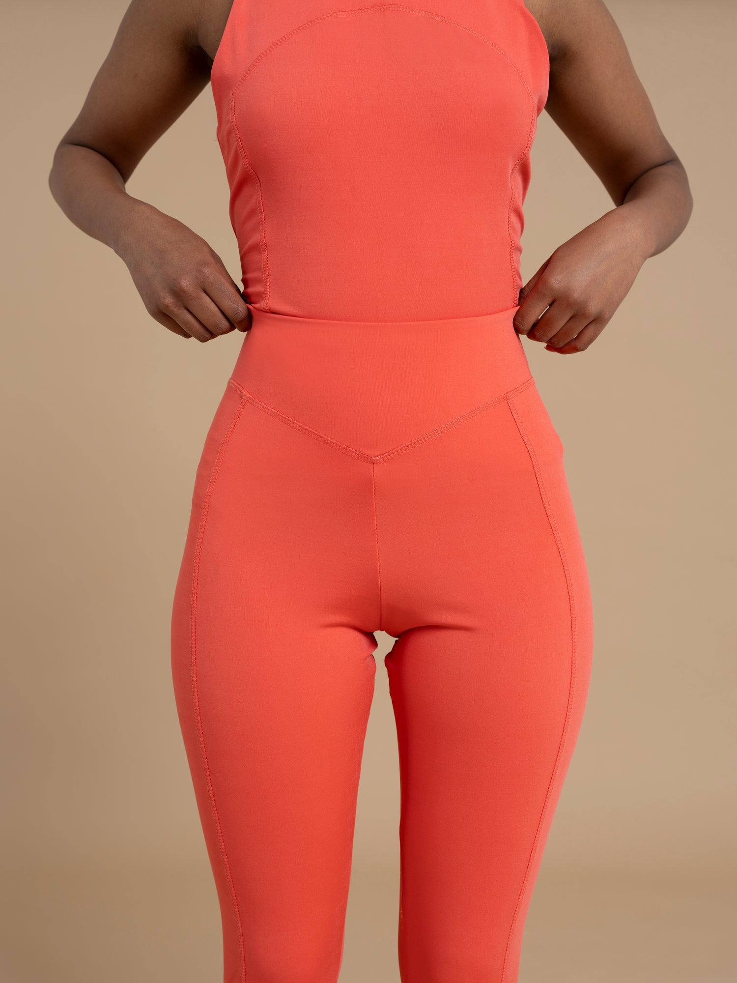 Coral Red IRIS High Waist Leggings Dewey Clothing DEWEY